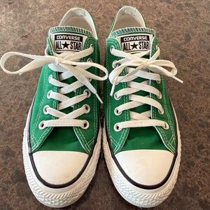 Converse Green Canvas Low Top Sneakers with White Accents